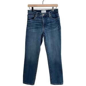 ♥️ Evereve The Ever Straight High Rise Fit Jeans Blue Women Finished Hem Size 28